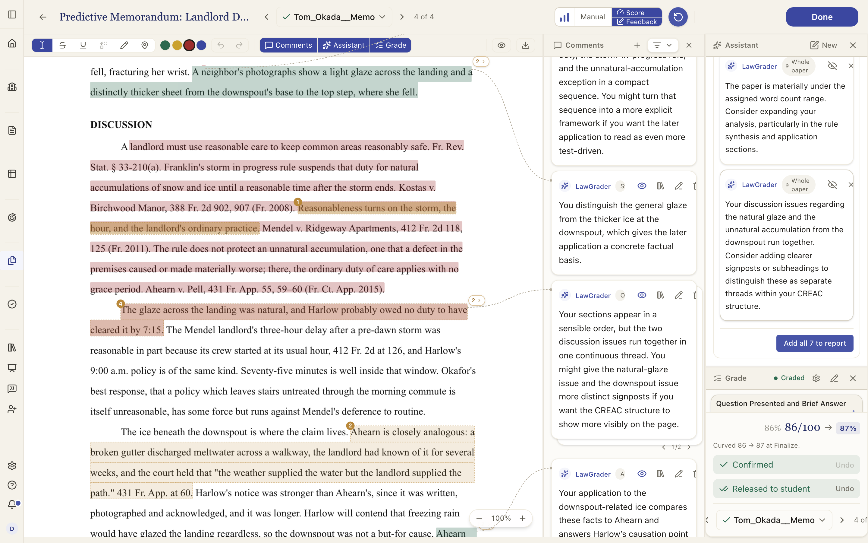 Chatting with a paper: the assistant's reply, Turn into comment(s) under it, and the draft cards it produced in the rail.